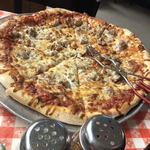 Italian sausage and pepperoni pizza!