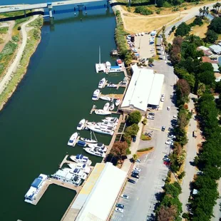 Aerial view of the marina