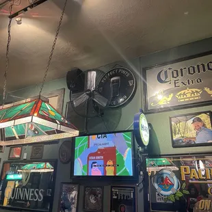 the ceiling of the bar