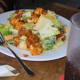 Caesar salad with Buffalo chicken.