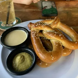 Pretzel (2) plus Spicy mustard and cheese.