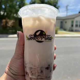 Horchata milk tea with double brown sugar crystal boba