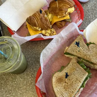 Chicken Salad Sandwhich and Sausage Croissant