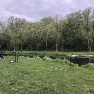 León digging for gold in the far distance