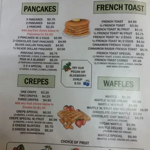 Breakfast menu