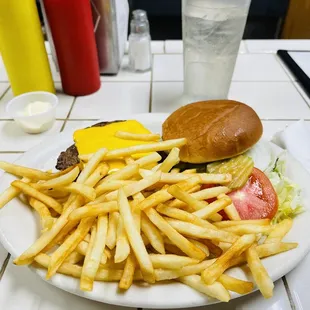 Cheeseburger and fries