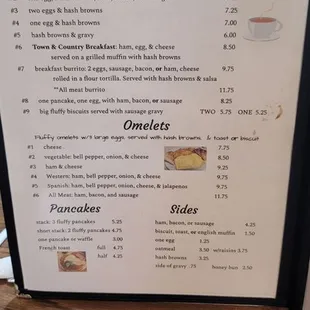 December 2024 menu very reasonable prices