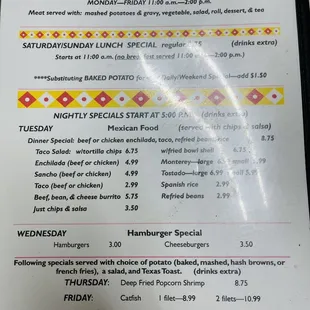 the menu