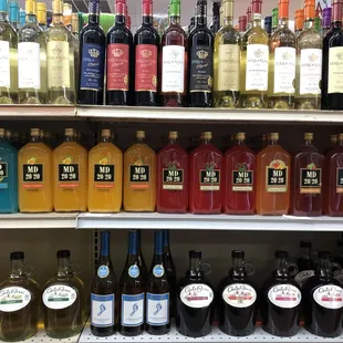 a variety of liquors