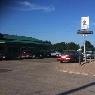 a parking lot with cars