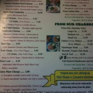 the menu