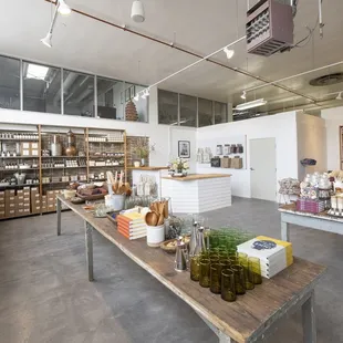 a large open space with shelves of goods