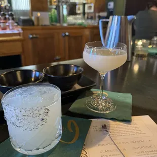 Lavender margarita and a lavender gimlet.