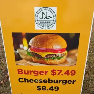 a cheeseburger sign