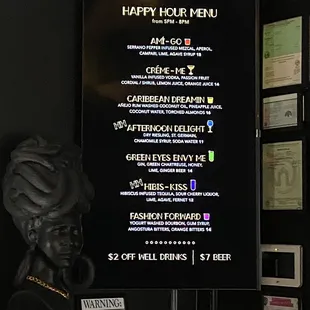 Cocktail menu