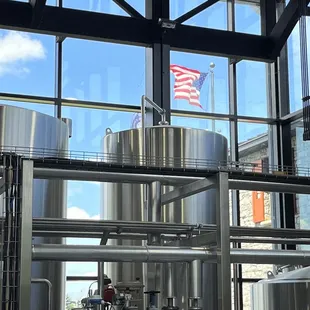 a flag in the background