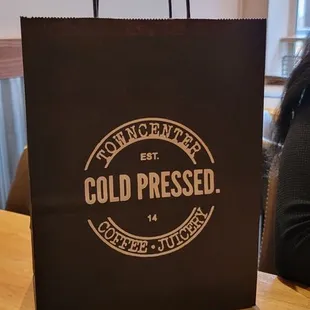 a paper bag on a table