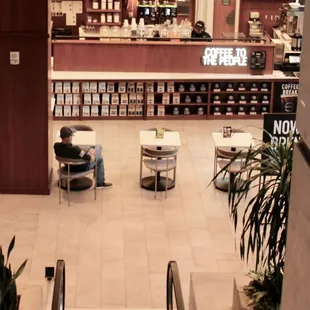 escalators and coffee shop