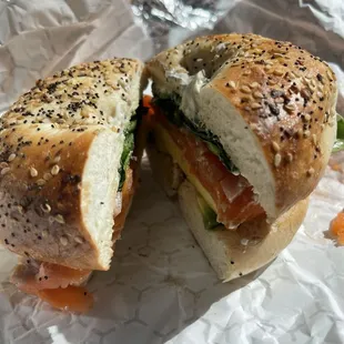 a sandwich cut in half