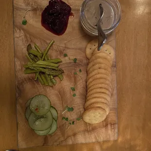 Chicken liver mousse with all the fixings