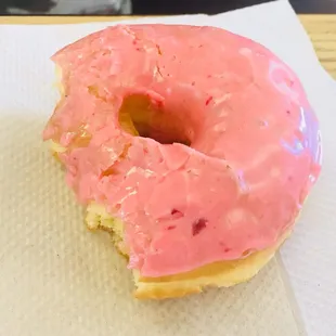Strawberry donut, really really good.