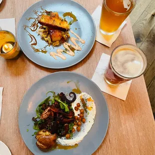 Duck Fat Cornbread and Seared Octopus