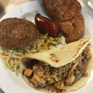 Breakfast buffet is full of goodies.