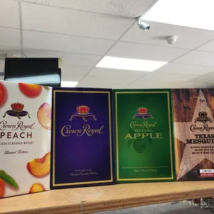 a row of liquor bottles on a shelf