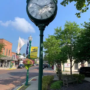 The iconic clock downtown Zionsville.
