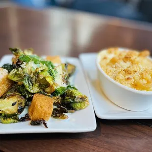 Brussels sprouts, mac n cheese sides