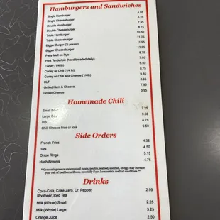 menu