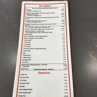 menu