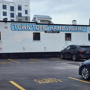 The parking lot with the legacy signage