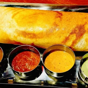 Ghee Masala Dosa with 4 chutneys