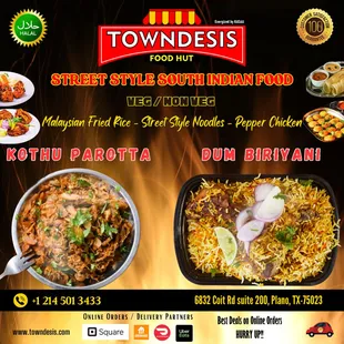 the menu of a street style indian food restaurant