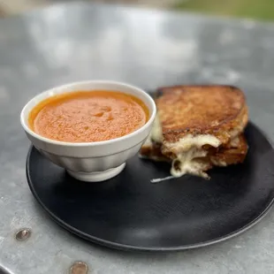 Tomato soup with grilled cheese