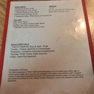 menu