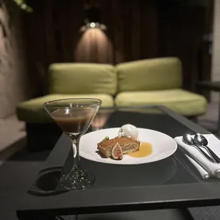 Chocolate  Martini and dessert.