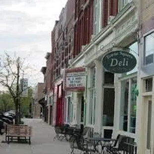 Exterior of entrance and neighboring businesses