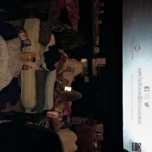 Our air mattresses lined along the front of the screen room.