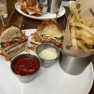 a sandwich and fries
