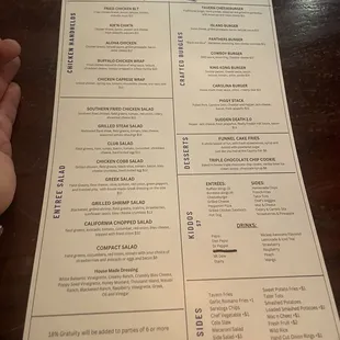 menu