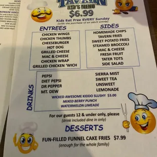 menu