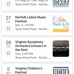 Summer/Fall music schedule for 2019