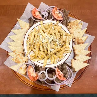 Greek fries made special by the owner.