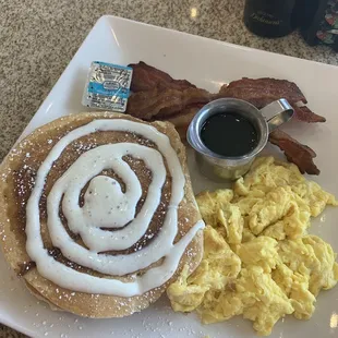 Cinnamon swirl pancakes as part of the sweet tooth combo