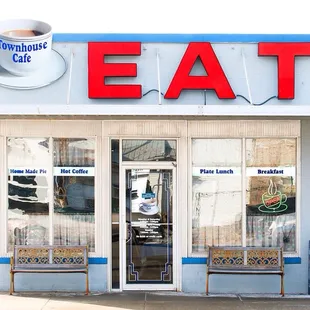 the front of the restaurant
