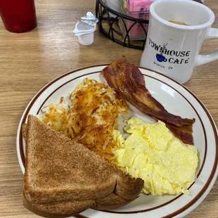 &quot;Lite Breakfast&quot; is perfect size for me, one egg, 1/2 order of hash browns, and bacon. Yum!