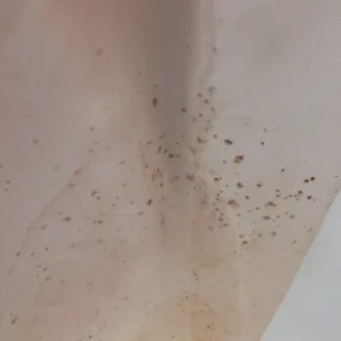 The moldy shower curtain.