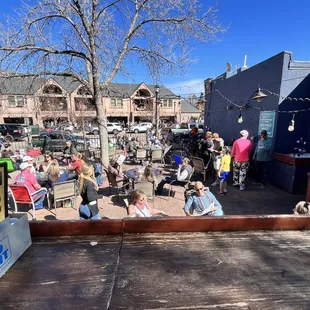 Awesome seats overlooking the outdoor patio and street